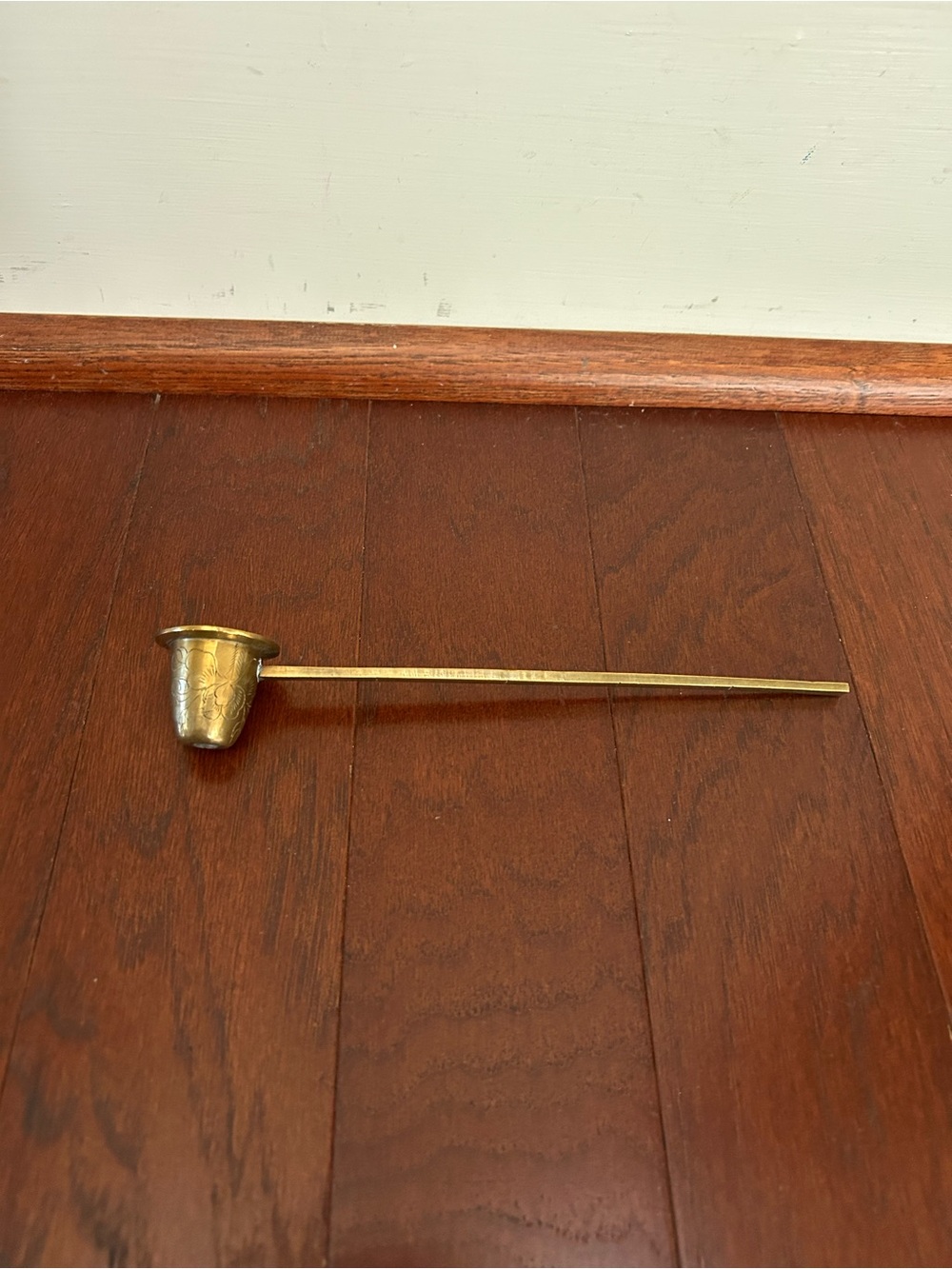 Vintage Mid-Century Etched Solid Brass Candle
Snuffer (Made in India / China) - Picture 1 of 9